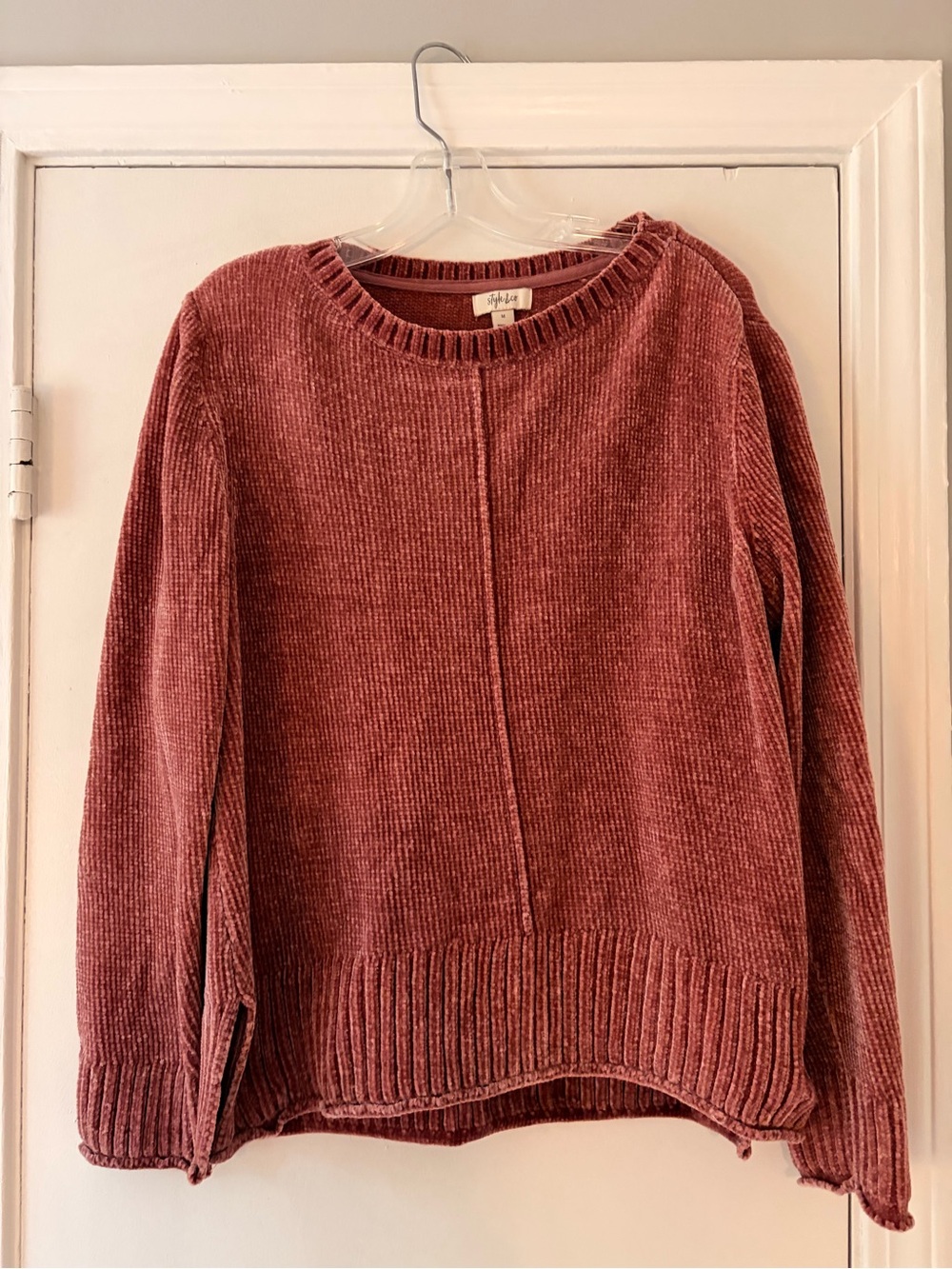 Style & Co. Ribbed Crewneck Sweater in Mauve